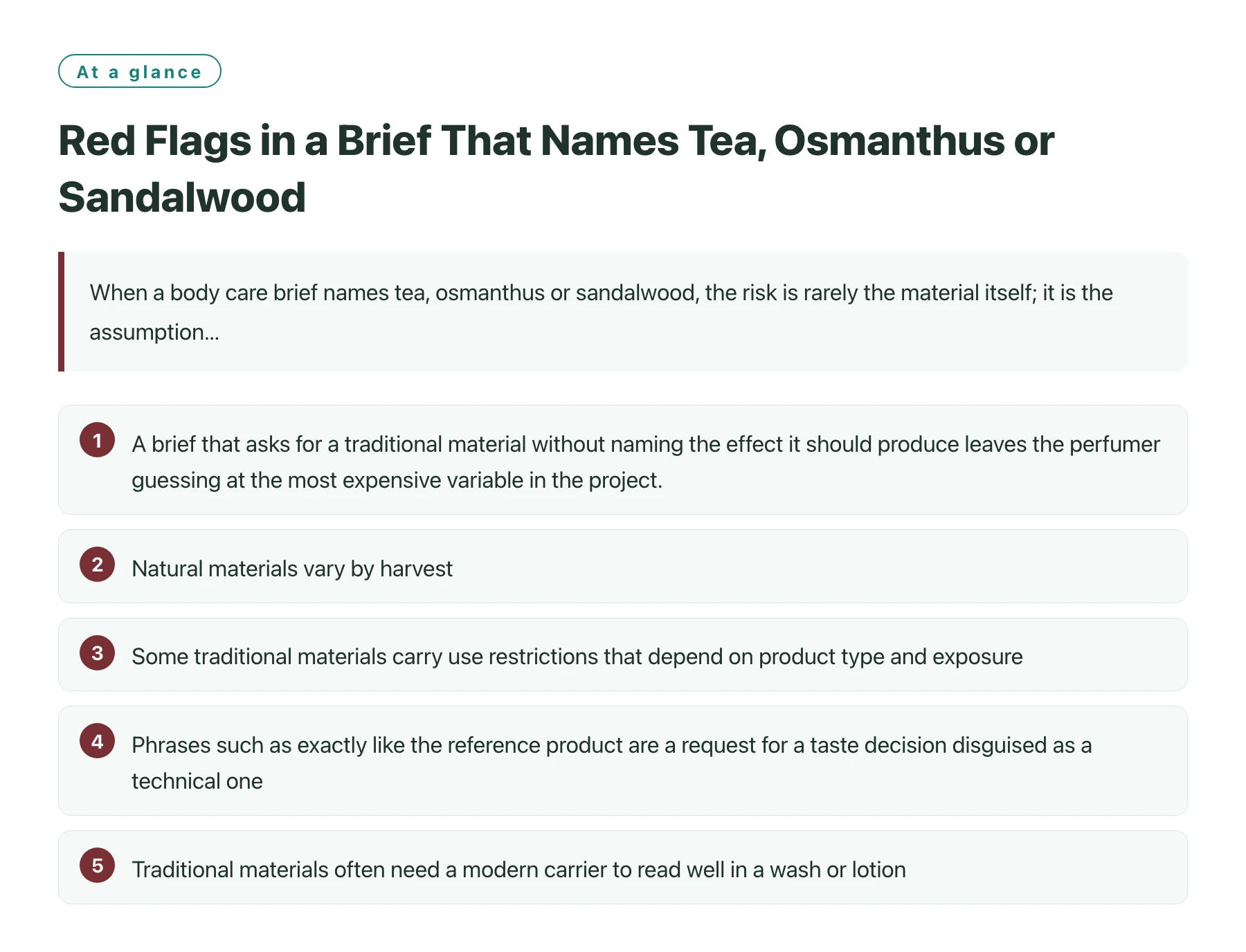 Red Flags in a Brief That Names Tea, Osmanthus or Sandalwood——全文要点速览